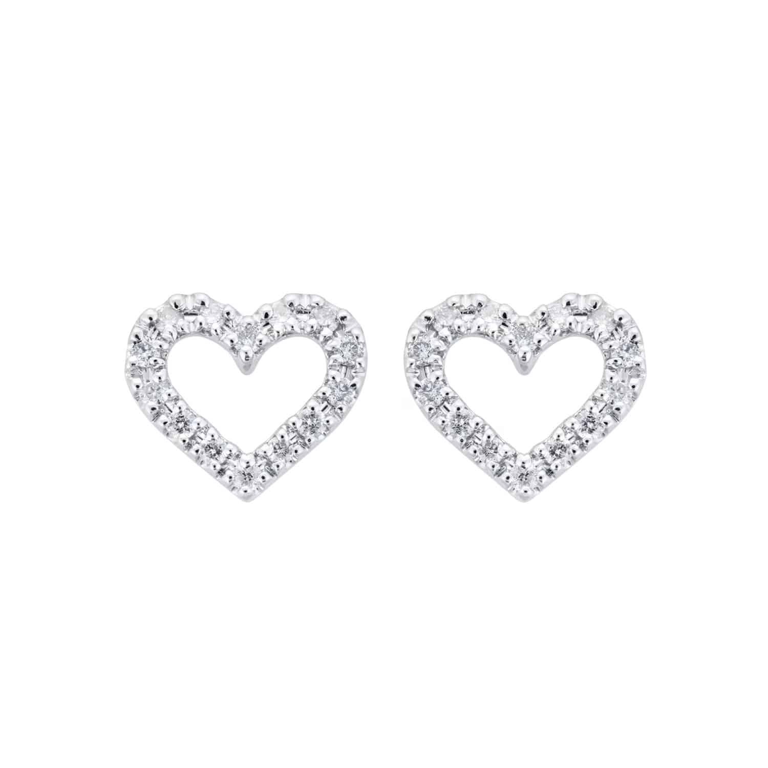 9ct White Gold 0.15cttw Open Heart Stud Earrings 1 9ct White Gold 0.15cttw Open Heart Stud Earrings