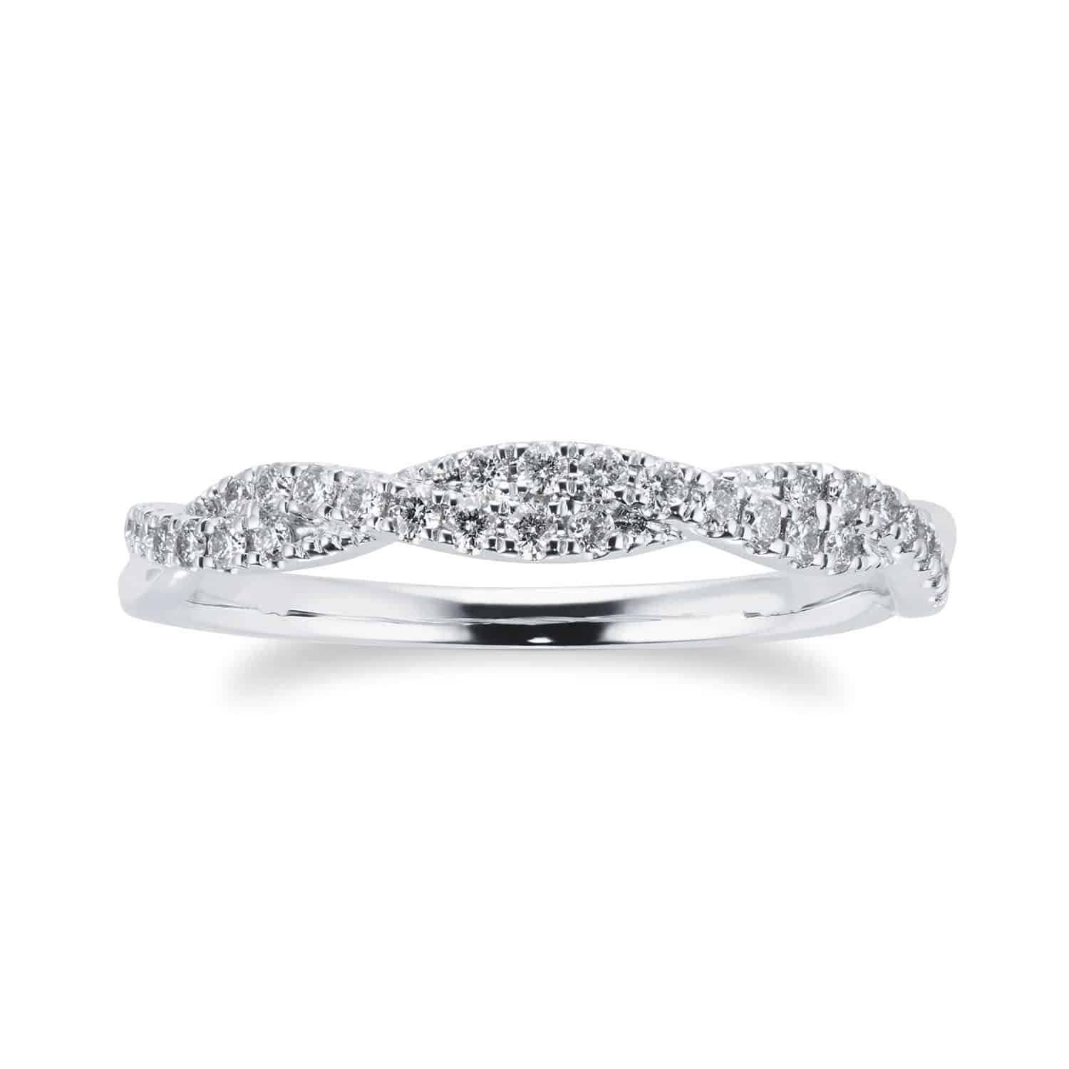 18ct White Gold 0.20ct Diamond Twist Eternity Ring 1 18ct White Gold 0.20ct Diamond Twist Eternity Ring