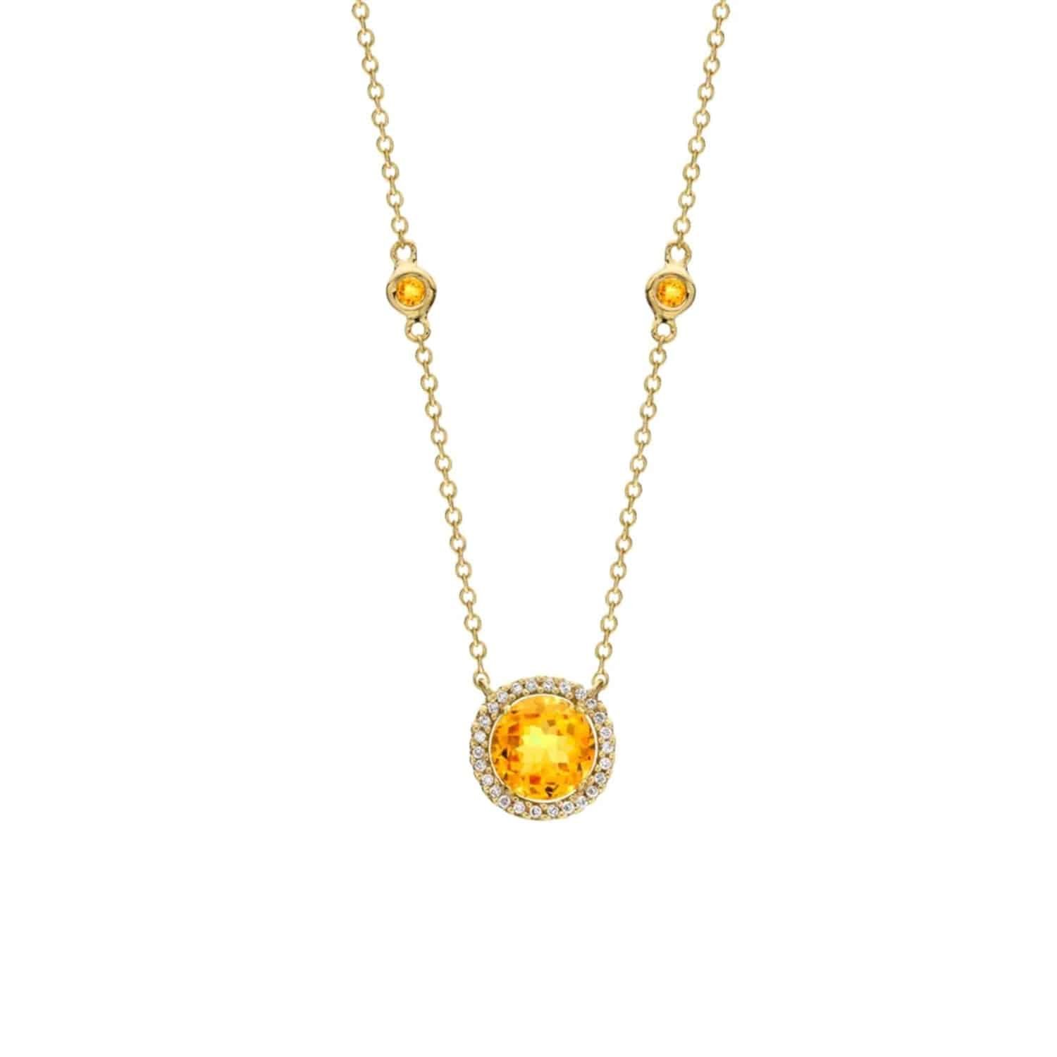 18ct Yellow Gold 0.10ct Diamond & Citrine Necklace 1 18ct Yellow Gold 0.10ct Diamond & Citrine Necklace