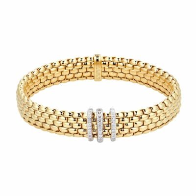 Home 19 18ct Yellow Gold Panorama Pave 0.23cttw Diamond Bracelet