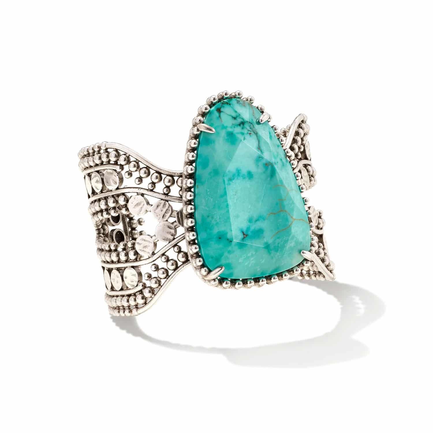 Abena Vintage Silver Statement Bracelet in Variegated Turquois 1 Abena Vintage Silver Statement Bracelet in Variegated Turquois