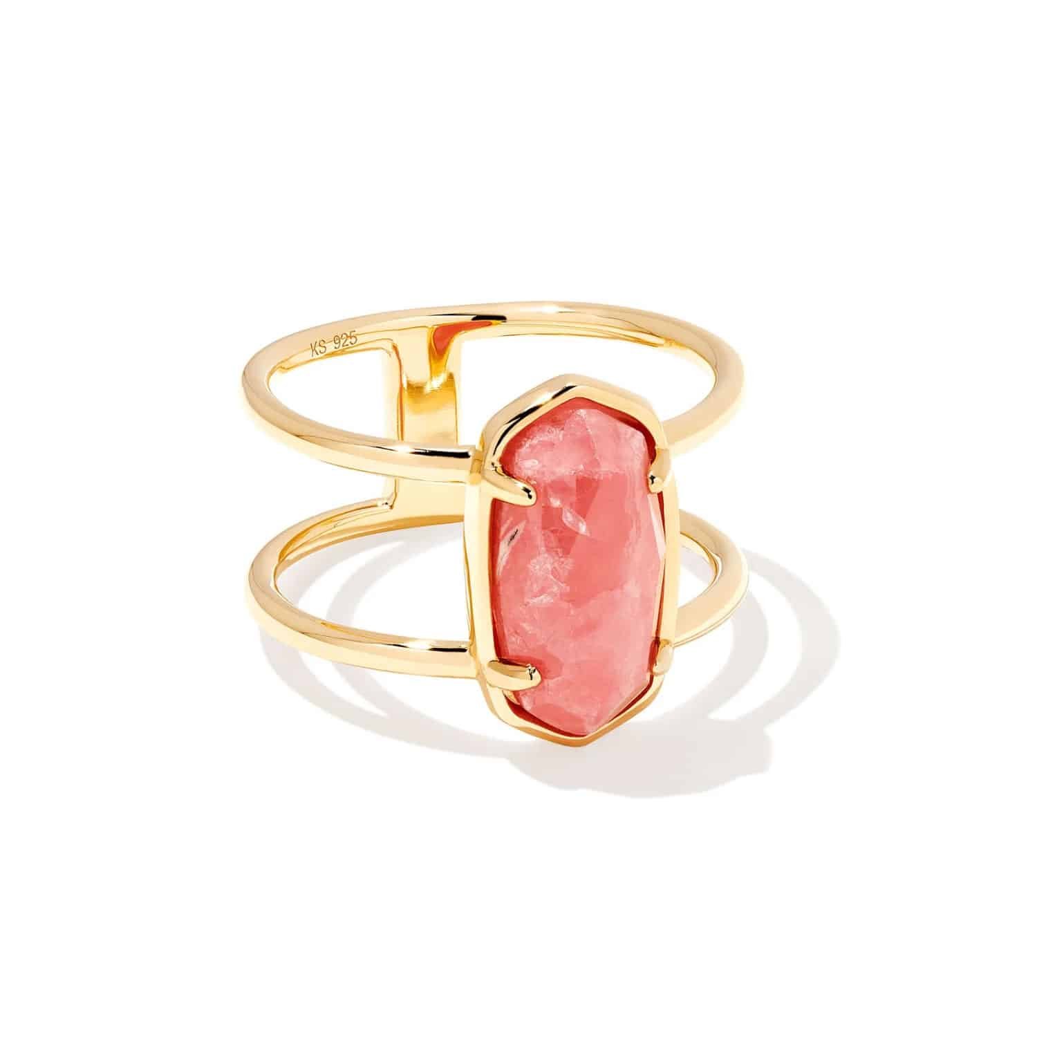 Elyse 18k Gold Vermeil Double Band Ring in Pink 1 Elyse 18k Gold Vermeil Double Band Ring in Pink