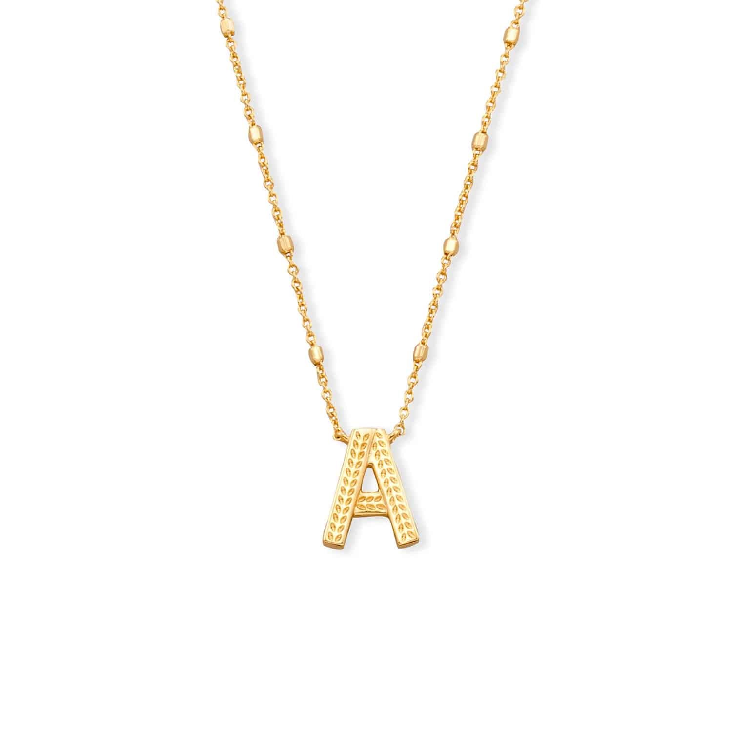 Letter A Pendant Necklace in Gold 1 Letter A Pendant Necklace in Gold