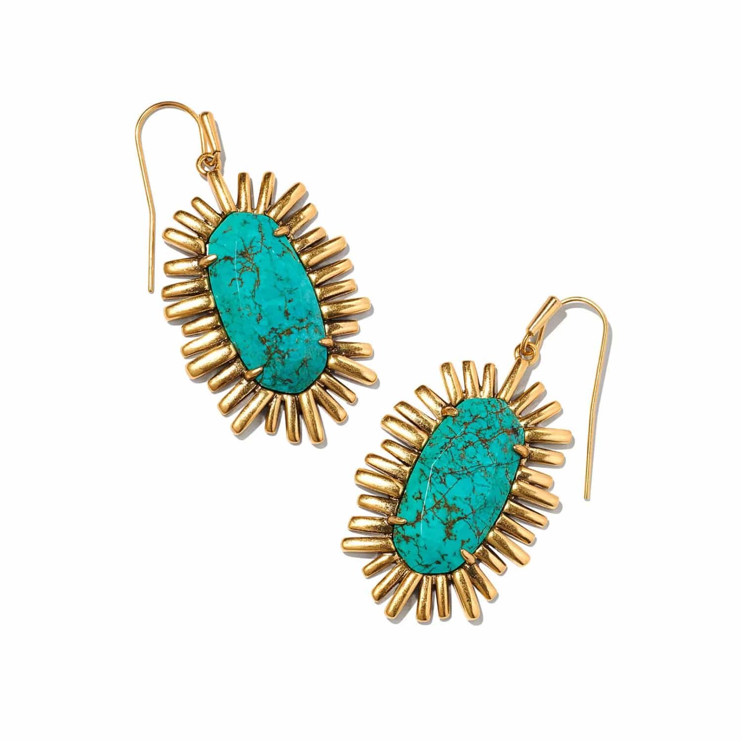 Mariah Vintage Gold Drop Earrings in Variegated Turquoise Magnesite 1 Mariah Vintage Gold Drop Earrings in Variegated Turquoise Magnesite