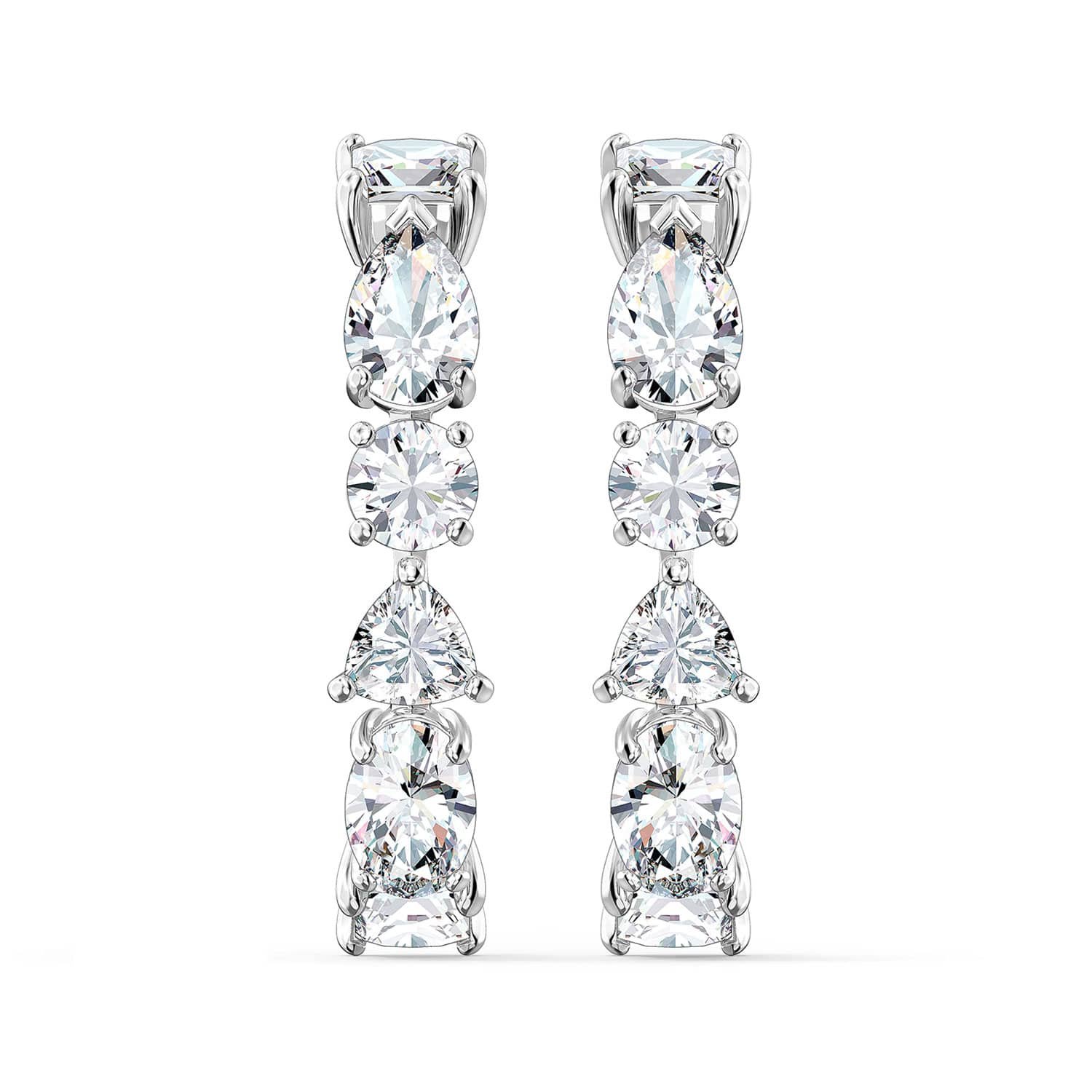 Rhodium Plated Tennis Deluxe Cubic Zirconia Cuff Earrings 1 Rhodium Plated Tennis Deluxe Cubic Zirconia Cuff Earrings