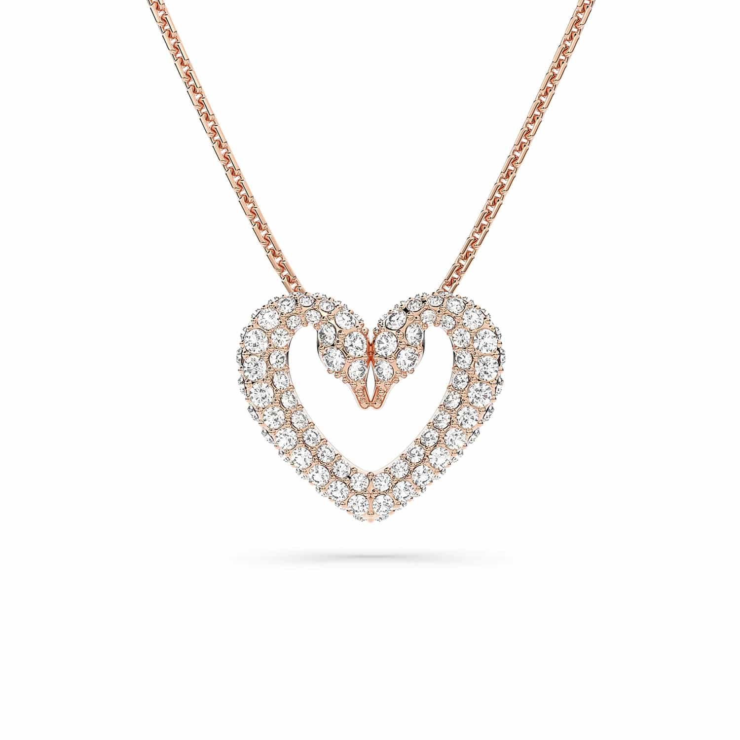Rose Gold Coloured Una Pave Heart Crystal Pendant 1 Rose Gold Coloured Una Pave Heart Crystal Pendant