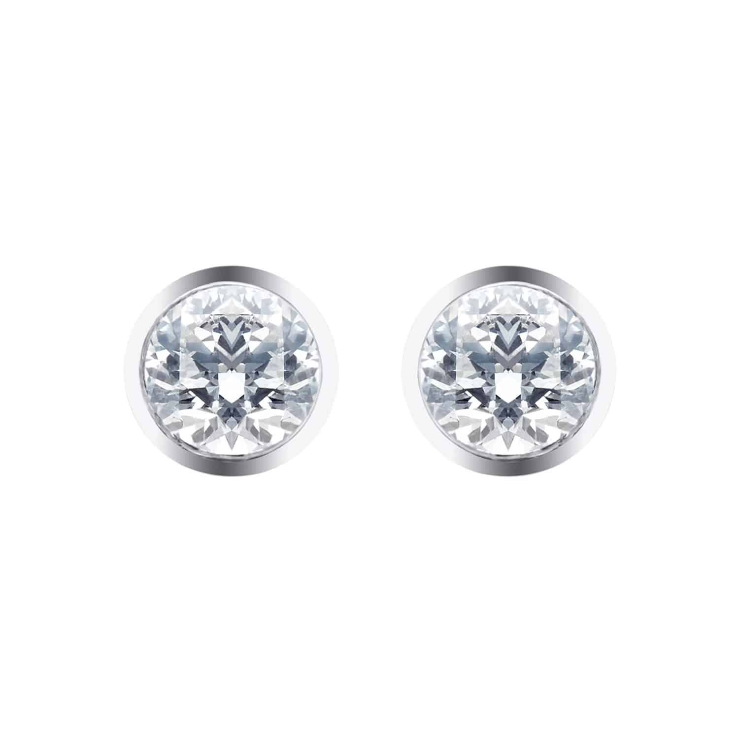 Silver & Diamond 0.10ct Besel Stud Earrings 1 Silver & Diamond 0.10ct Besel Stud Earrings