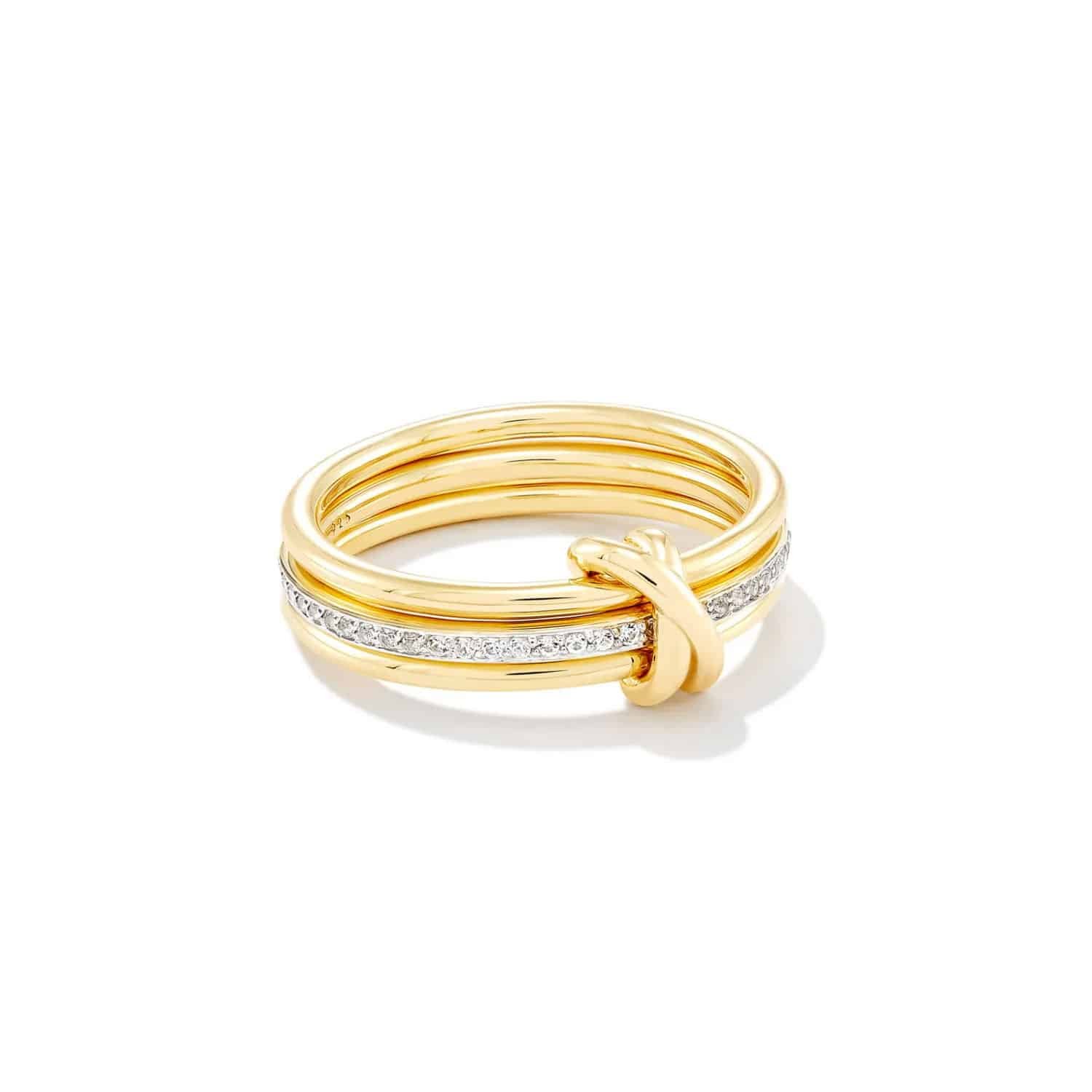 Tia 18k Gold Vermeil Band Ring in White Sapphire 1 Tia 18k Gold Vermeil Band Ring in White Sapphire