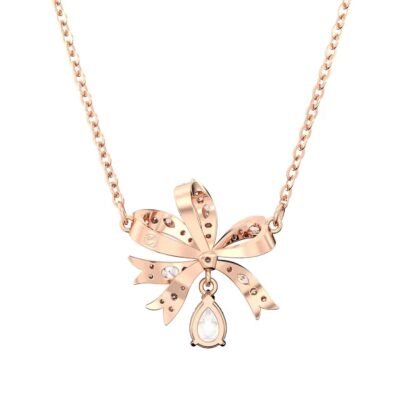 Home 44 Volta Rose Gold Plated Cubic Zirconia Bow Pendant