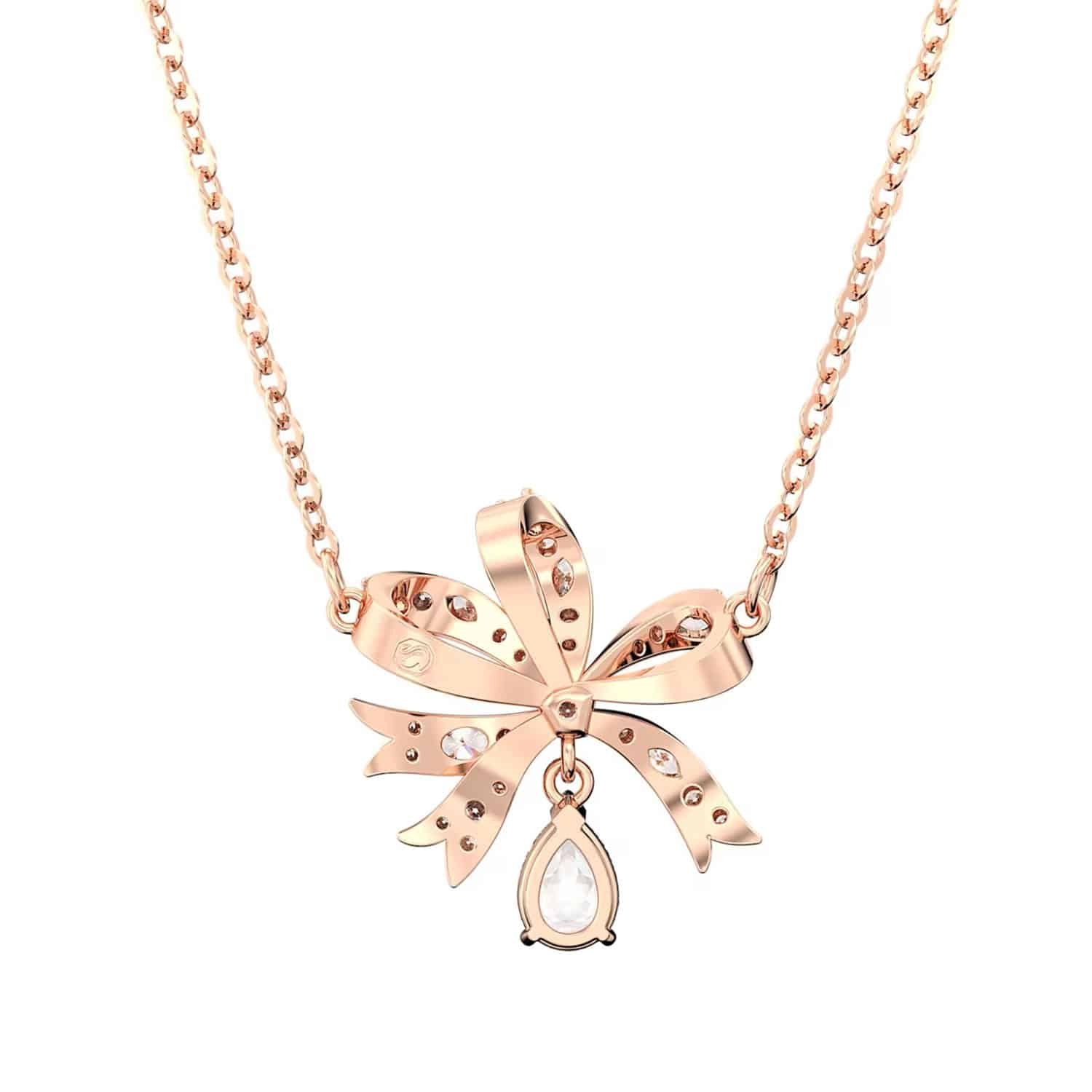 Volta Rose Gold Plated Cubic Zirconia Bow Pendant 1 Volta Rose Gold Plated Cubic Zirconia Bow Pendant