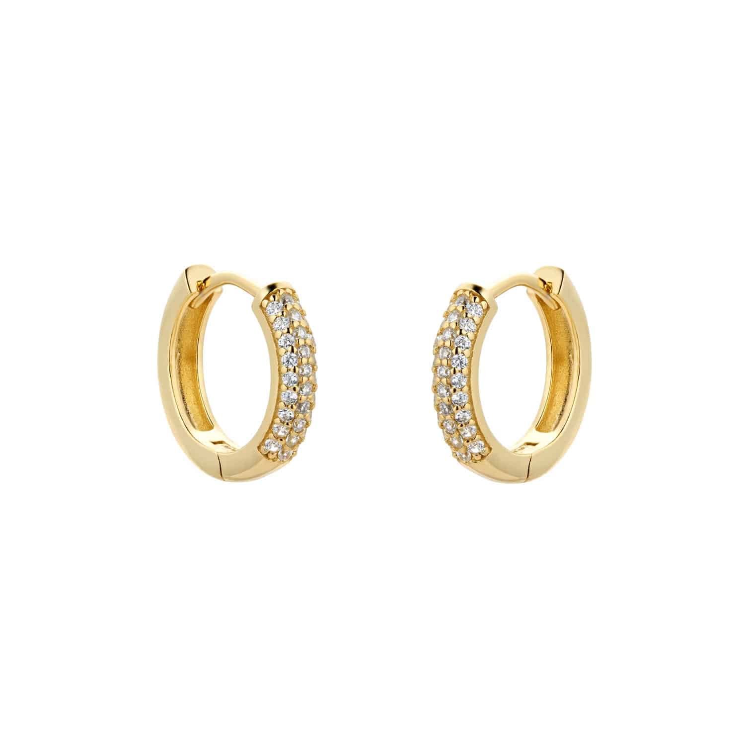 Yellow Gold Plated Silver Pave Cubic Zirconia Huggie Earrings 1 Yellow Gold Plated Silver Pave Cubic Zirconia Huggie Earrings