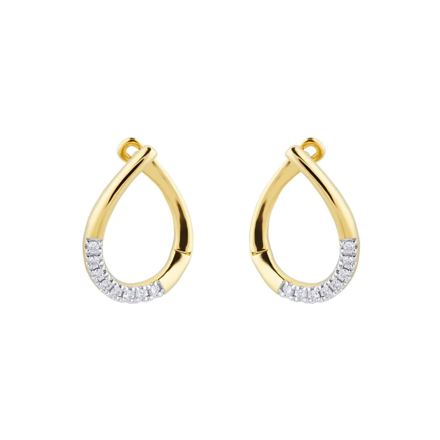 9ct Yellow Gold 0.10ct Diamond Tear Drop Hoop Earrings 1 9ct Yellow Gold 0.10ct Diamond Tear Drop Hoop Earrings