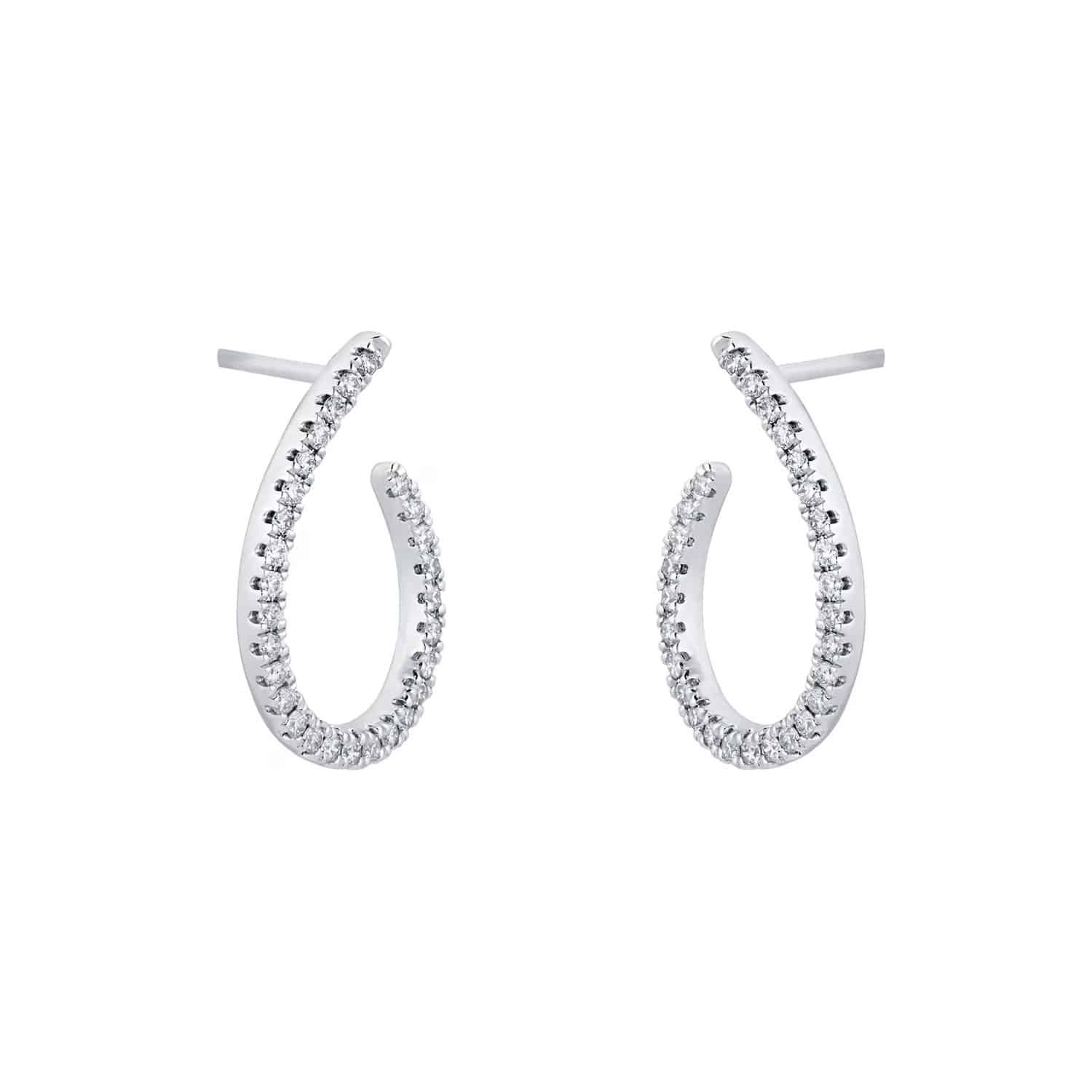 9ct White Gold 0.25cttw Diamond Open Hoop Earrings 3 9ct White Gold 0.25cttw Diamond Open Hoop Earrings - Image 3