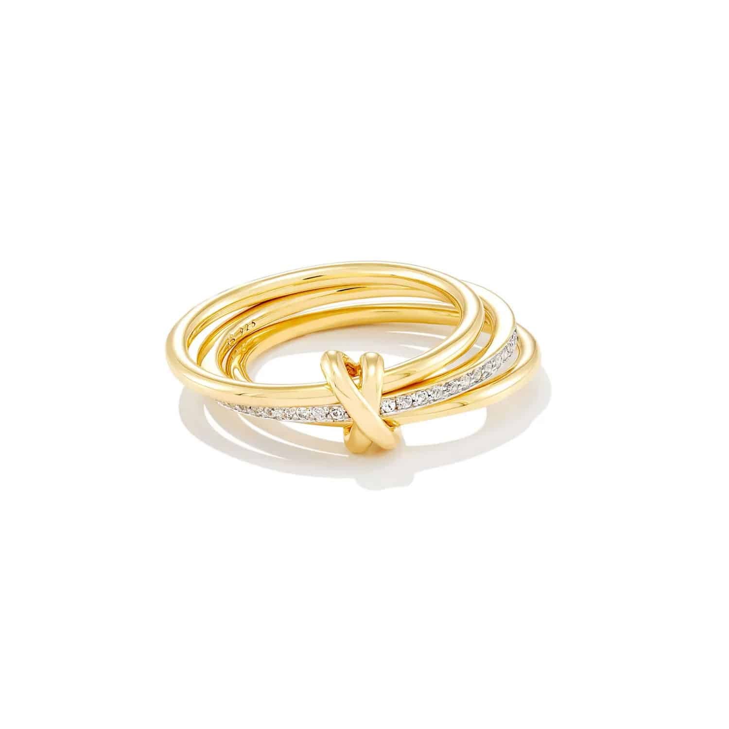 Tia 18k Gold Vermeil Band Ring in White Sapphire 3 Tia 18k Gold Vermeil Band Ring in White Sapphire - Image 4