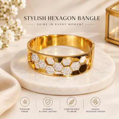 Anti-Tarnish Hexagon Crystal Bracelet for Women. For thin hand.