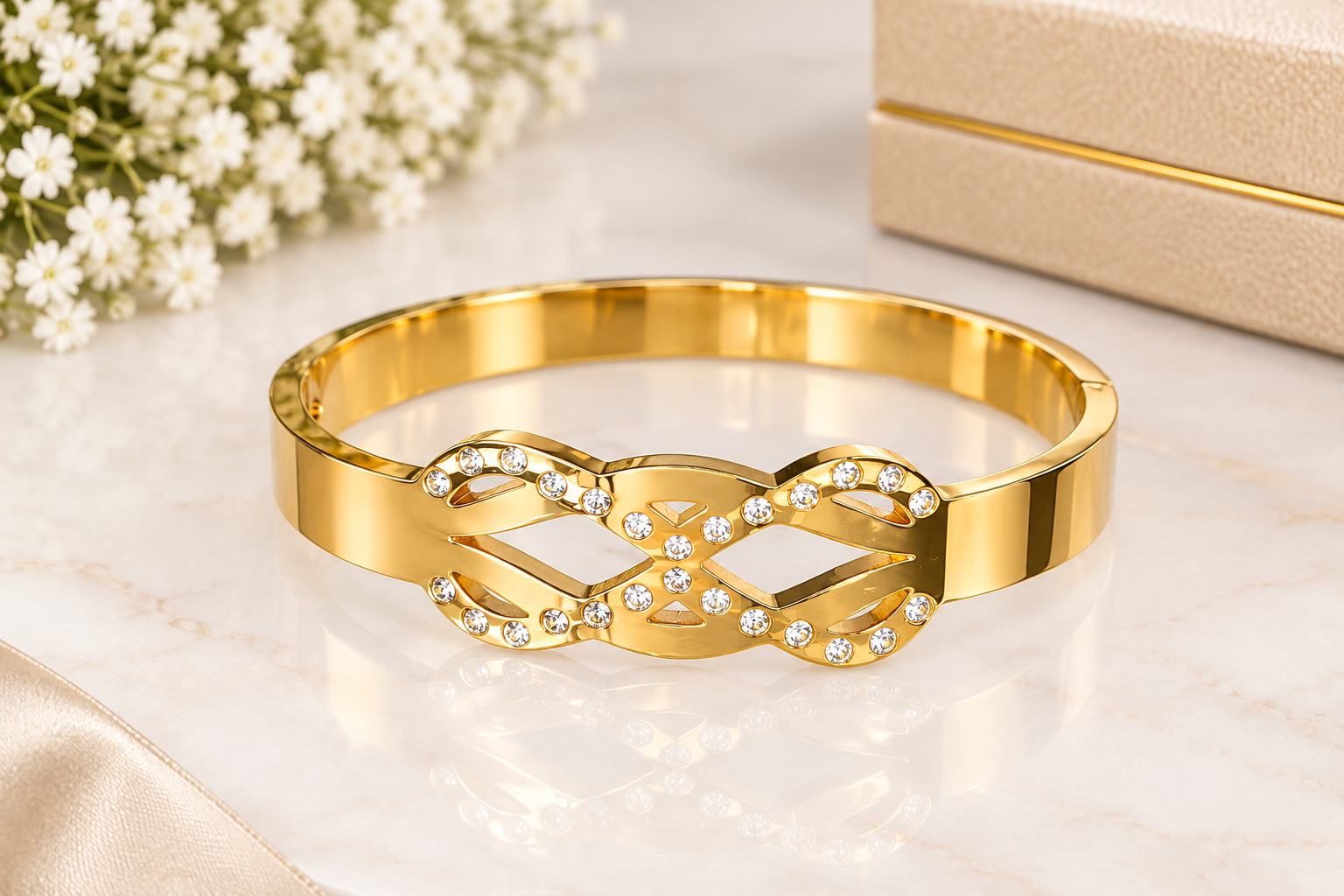 Elegant Anti-Tarnish Bracelet for Women – Crystal Bow Design 1 Elegant Anti-Tarnish Bracelet for Women – Crystal Bow Design